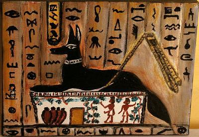 Egyptian God Painting - Anubis On A Pylon by Pilar  Martinez-Byrne