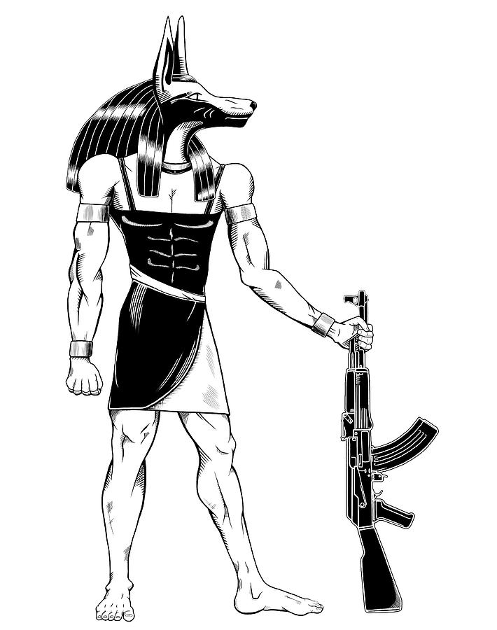 Anubis Drawing - Anubis Reloaded by Fnoul.