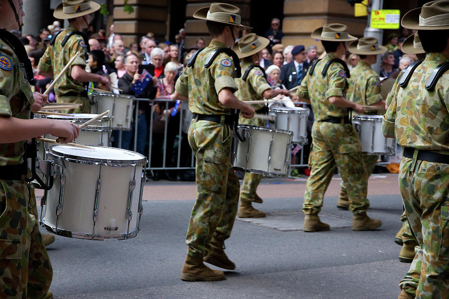 City Photograph - Anzac Day March - Cadets Drums by Miroslava Jurcik