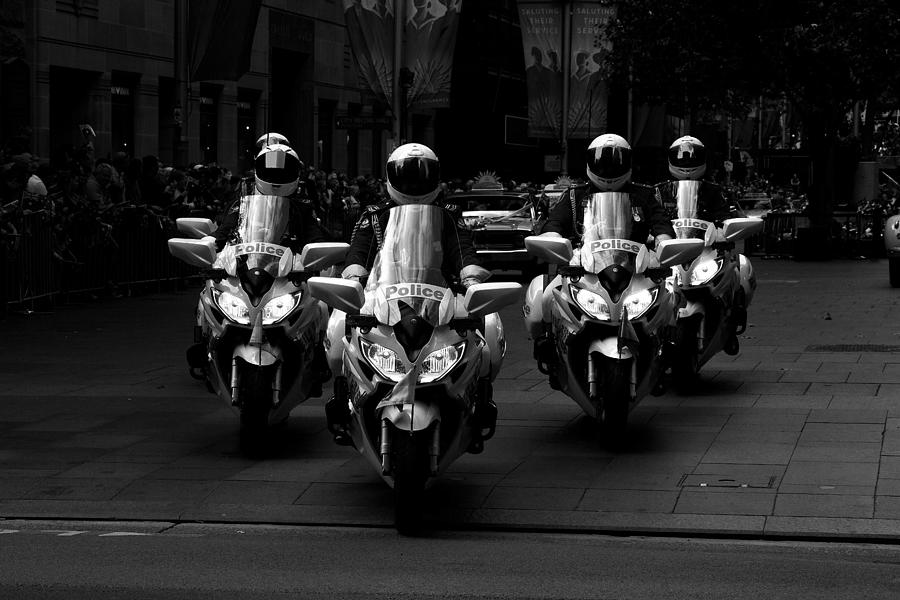 Anzac Photograph - Anzac Day March Police On Motorbikes by Miroslava Jurcik