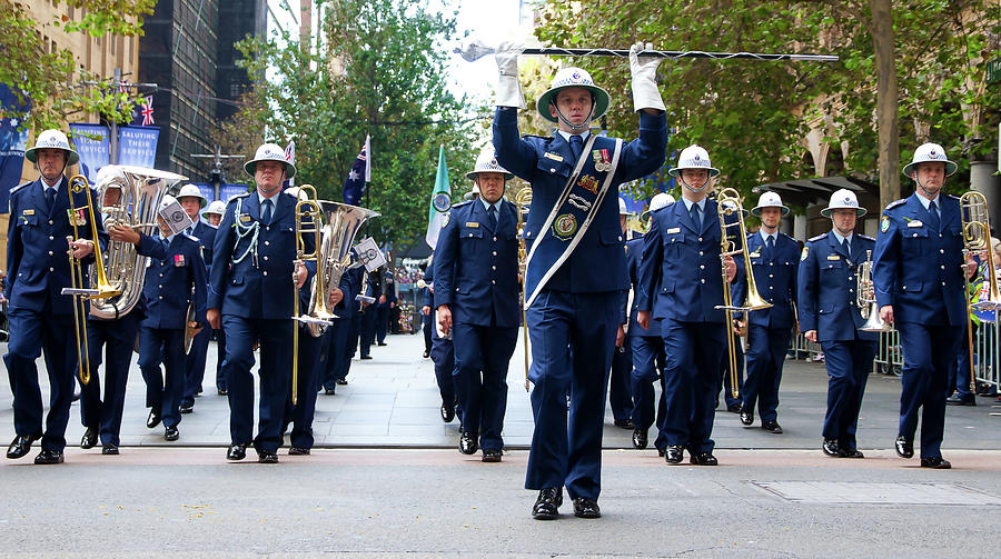 City Photograph - Anzac Parade - NSW Police Band by Miroslava Jurcik