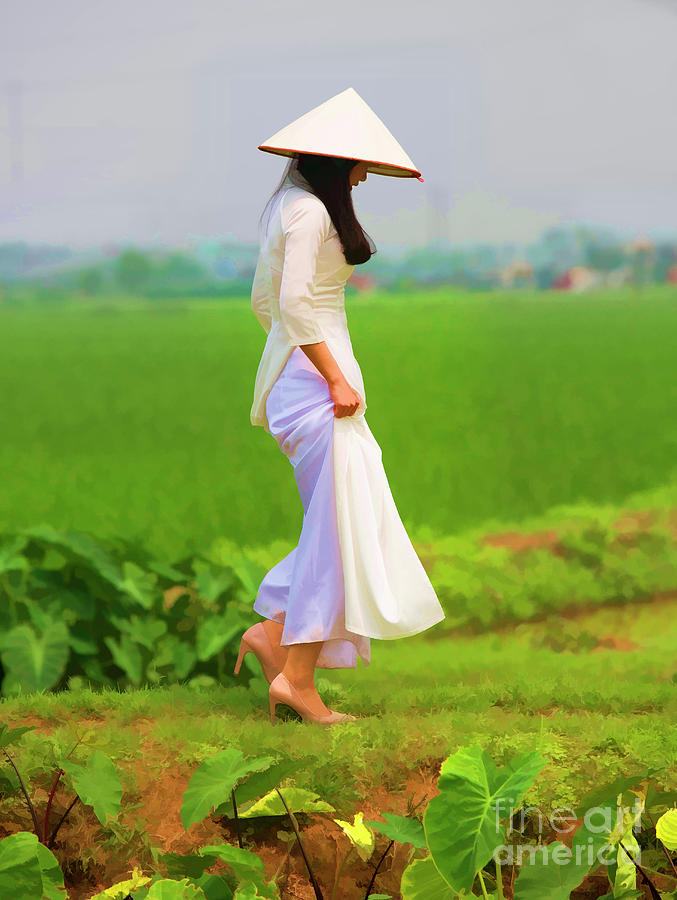 Ao Dai Vietnamese Woman II Photograph by Chuck Kuhn