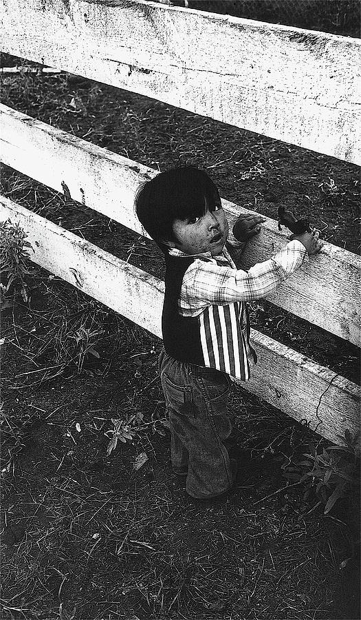 Apache child with toy horse White Mtn. Apache Rodeo White River Arizona 1970 Photograph by David Lee Guss