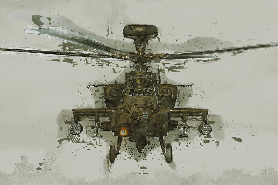Apache Helicopter Abstract Digital Art by Roy Pedersen