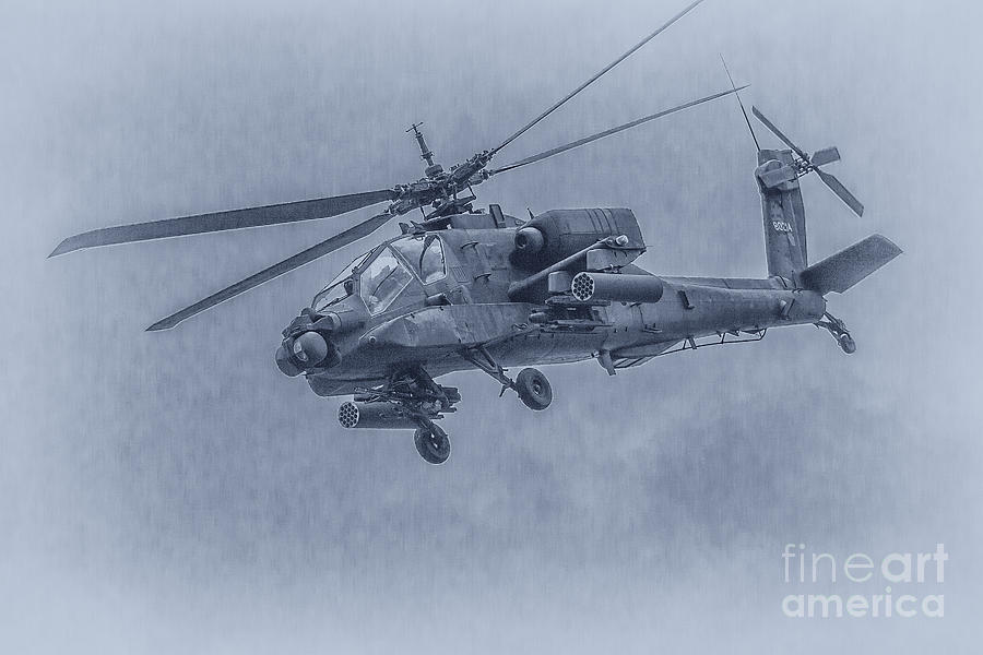 Apache Helicopter In Blue Digital Art by Randy Steele