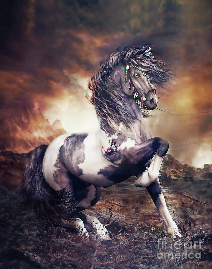 Apache Digital Art - Apache War Horse by Shanina Conway Apache Digital Art - Apache War Horse by Shanina Conway