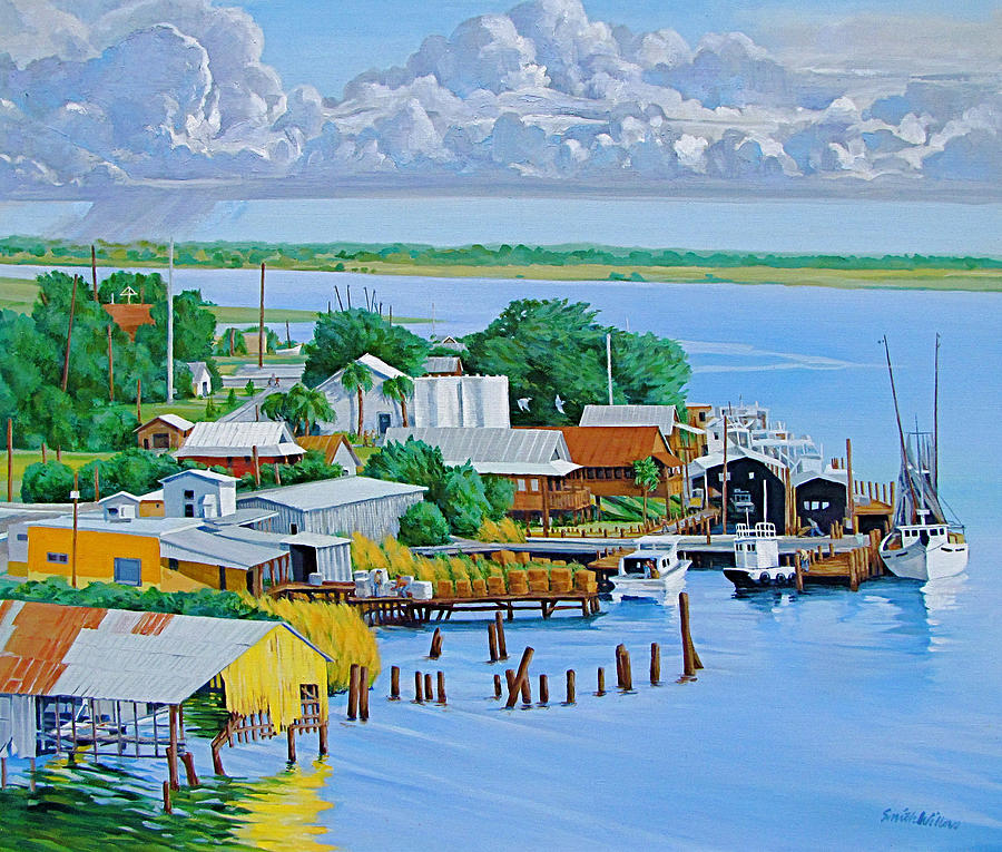 Apalachicola Waterfront Painting by Neal Smith-Willow