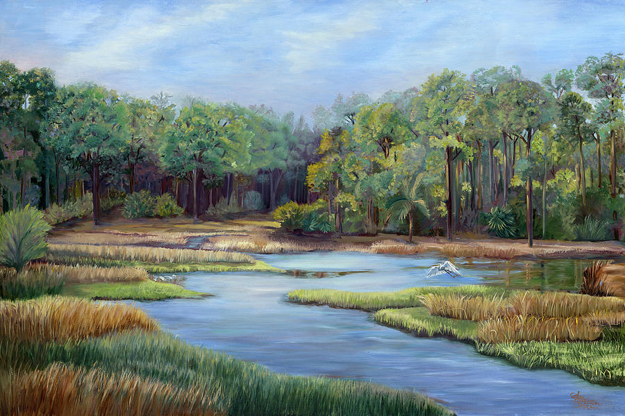 Apalachicola wetlands Painting by Sue Appleton Dayton