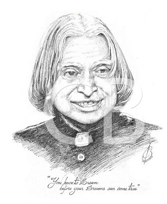 Painting Of Apjabdul Kalam In Pencil Sketch Size  GranNino