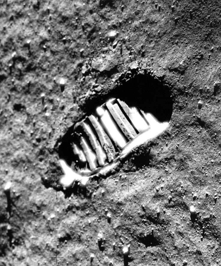 Space Photograph - Apollo 11 Astronaut Footprint On Moon by Nasa