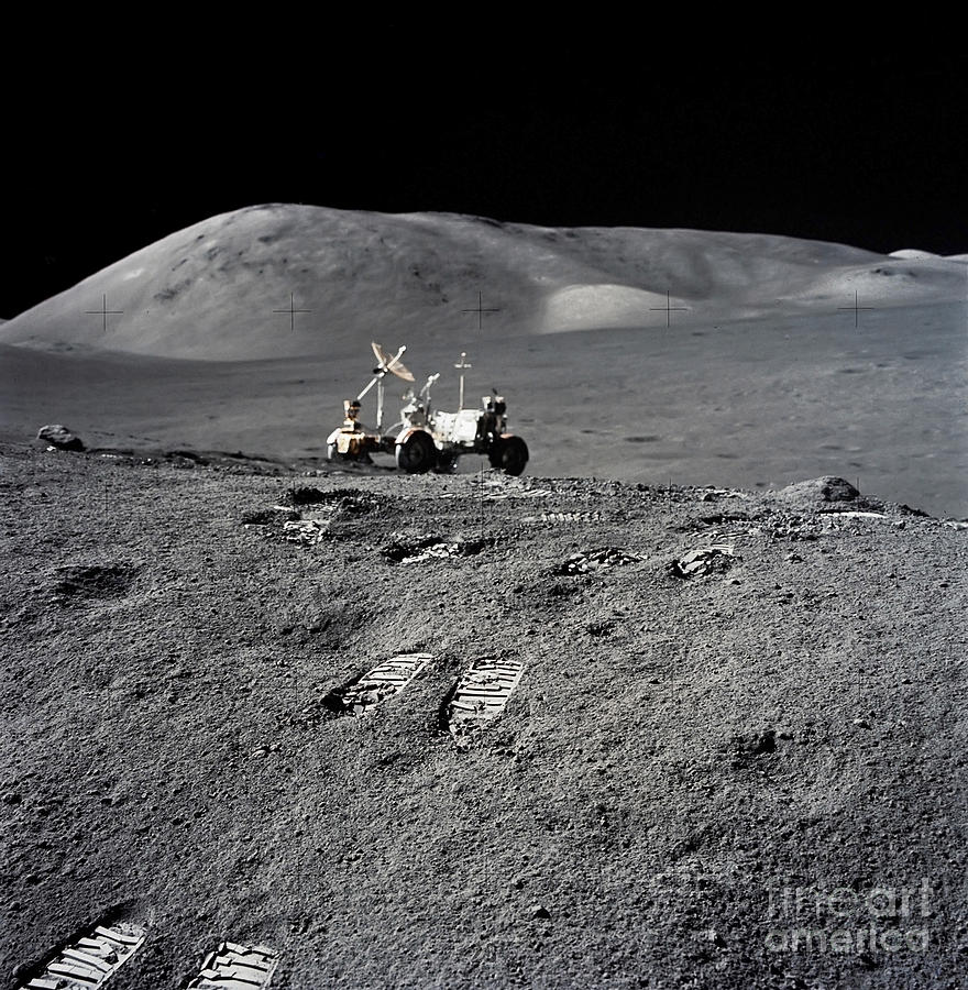 Apollo 17 Lunar Image With Rover Photograph By Stocktrek Images - Fine ...