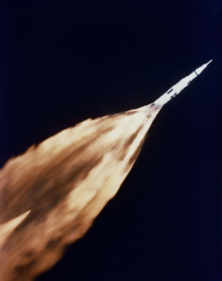 Space Photograph - Apollo 6 Spacecraft Leaves A Fiery by Stocktrek Images