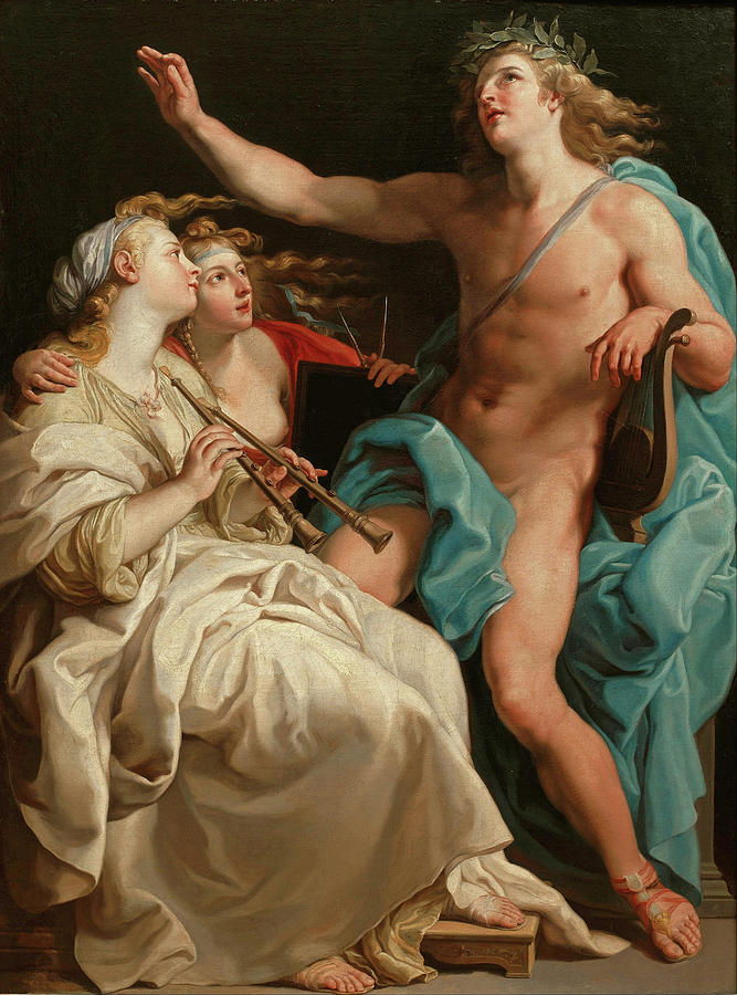 Apollo and two Muses Painting by Pompeo Batoni