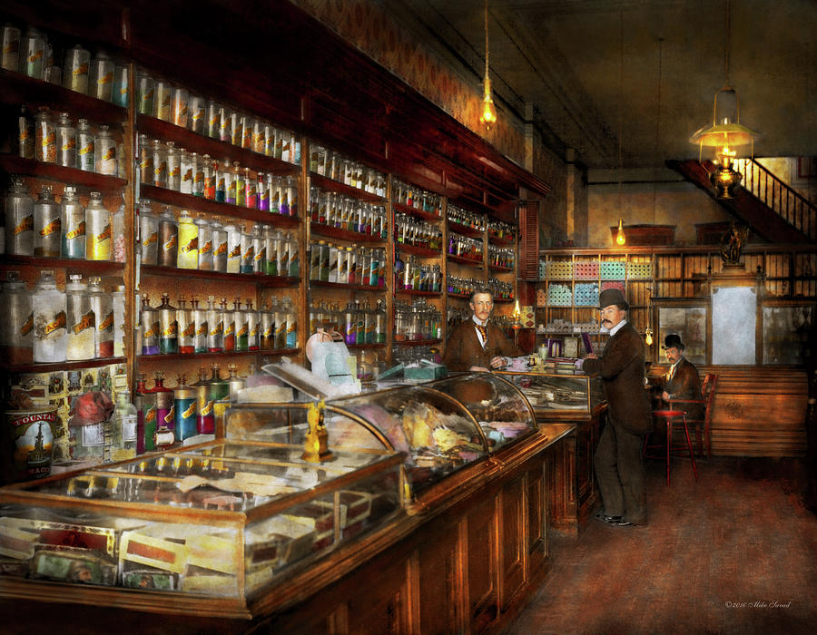Apothecary - A visit to the chemist 1913 Photograph by Mike Savad