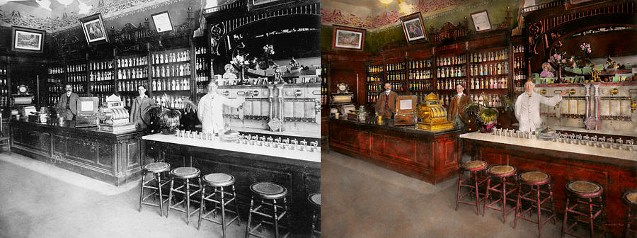 Vintage Photograph - Apothecary - Cocke drugs apothecary 1895 - Side by Side by Mike Savad
