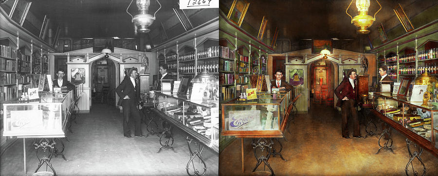 Apothecary - Spell books and Potions 1913 - Side by Side Photograph by Mike Savad