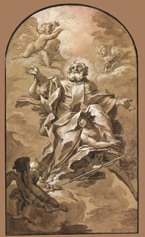Beautiful Drawing - Apotheosis of Saint Nicholas by Jean-Baptiste Jouvenet