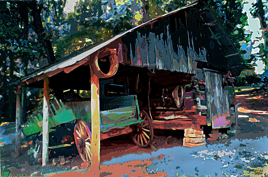 Appalachia Wagon Waiting For Repair  Painting by CHAZ Daugherty