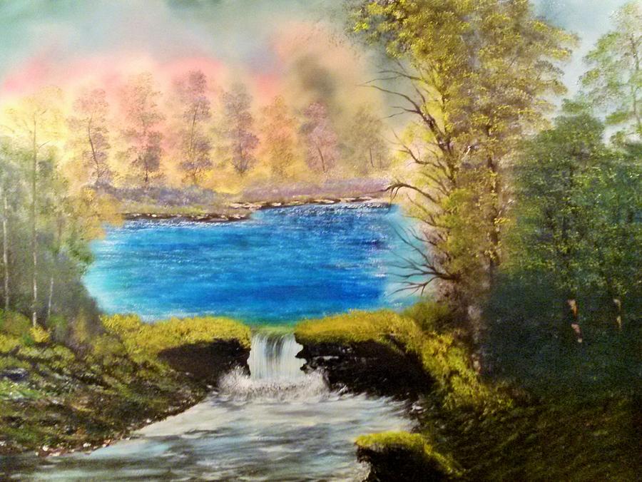 Tree Painting - Appalachian Waterfall REV138 by Lee Bowman