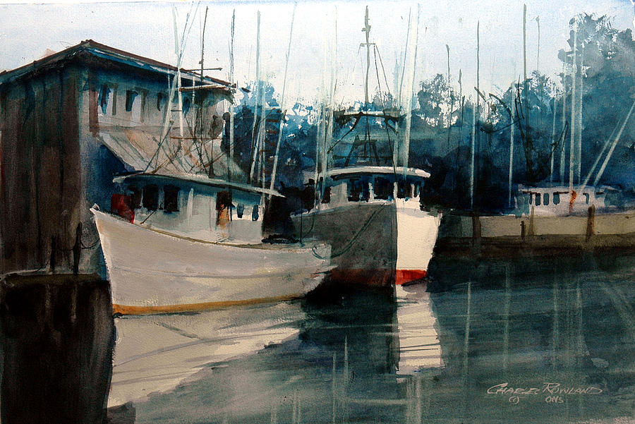 Apalachicola Docks Painting by Charles Rowland