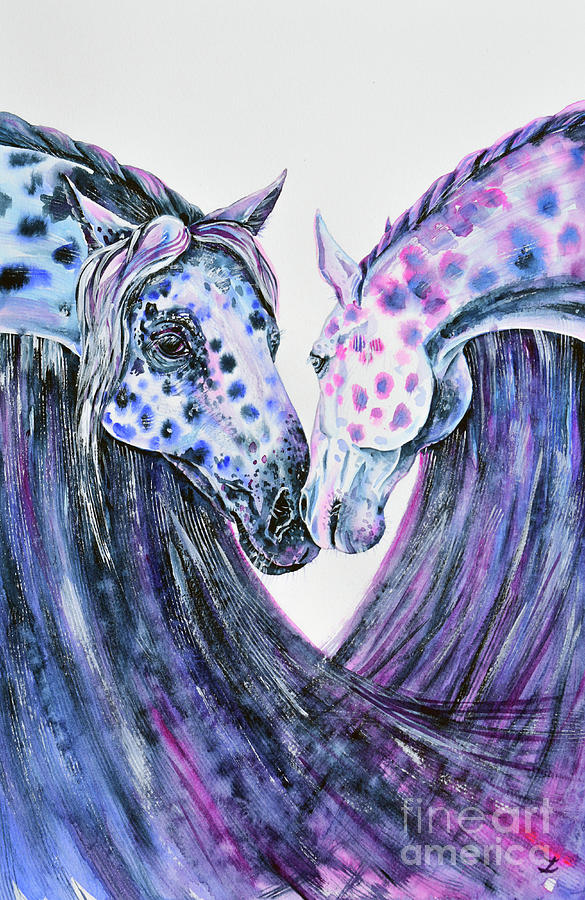 Farm Animals Painting - Appaloosa Horses by Zaira Dzhaubaeva
