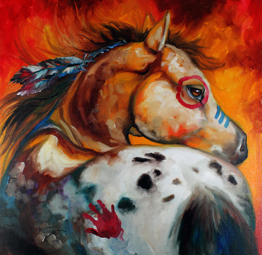 Indian Painting - Appaloosa Indian War Pony by Marcia Baldwin