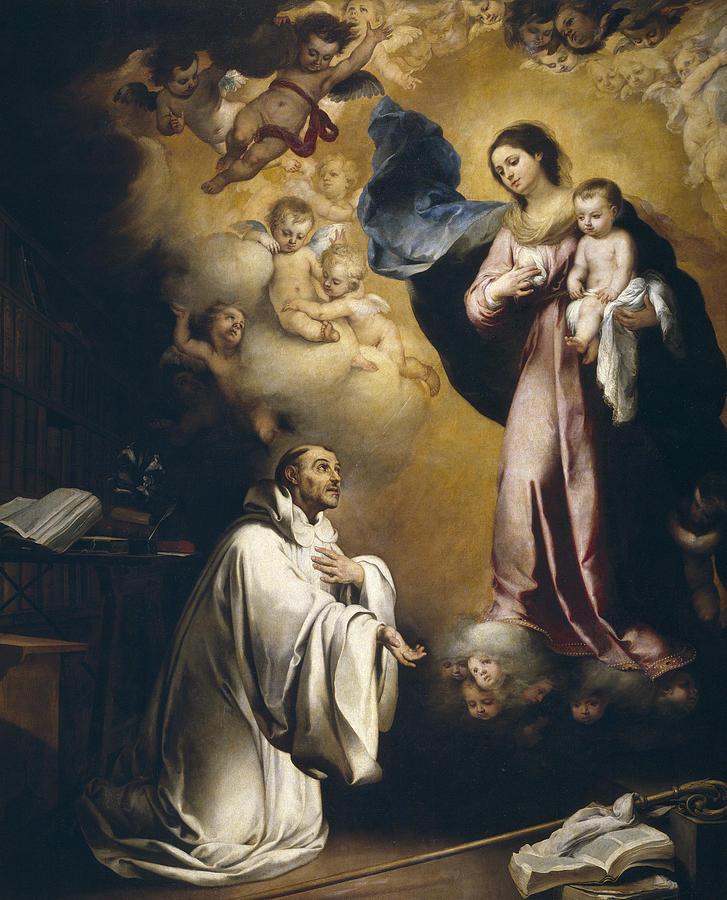 Apparition of the Virgin to Saint Bernardo  Painting by Bartolome Esteban Murillo