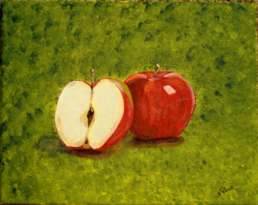Apple and a Half Painting by Nancy Sisco