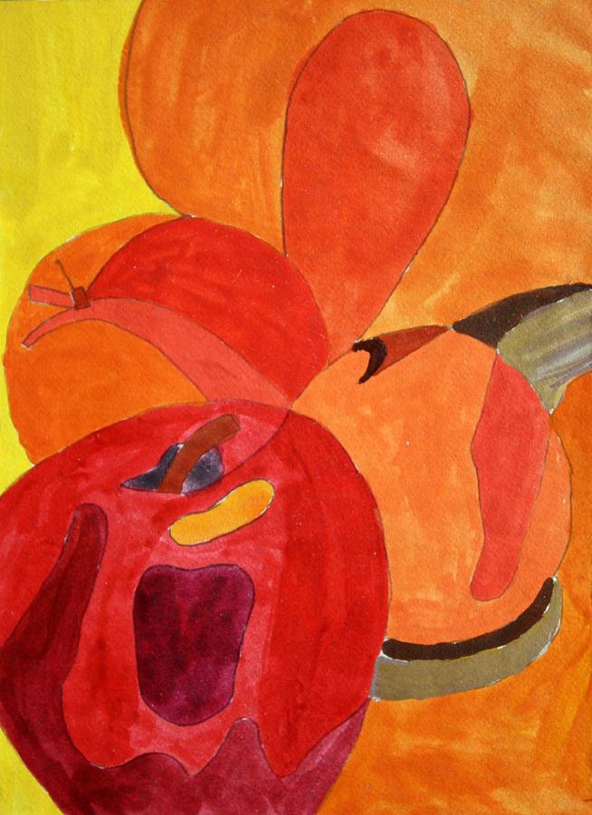 Abstract Painting - Apple and Oranges by Sheri Parris
