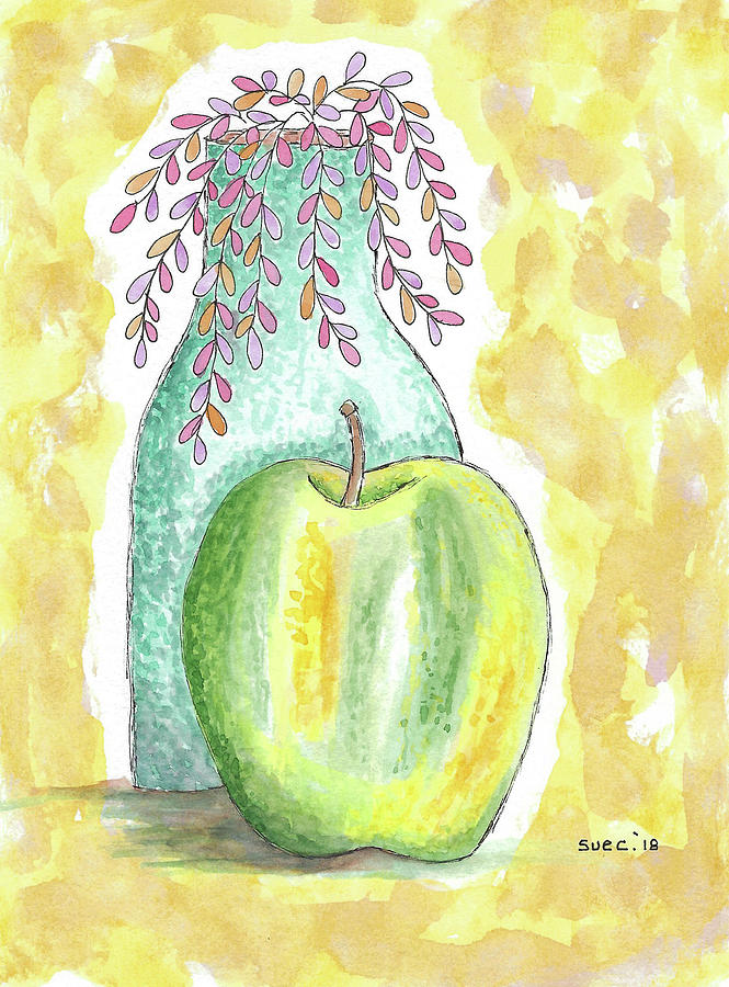 Apple and Vase Painting by Susan Campbell