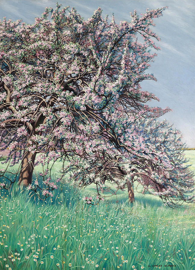 Apple Blossom Painting by Carlos Schwabe