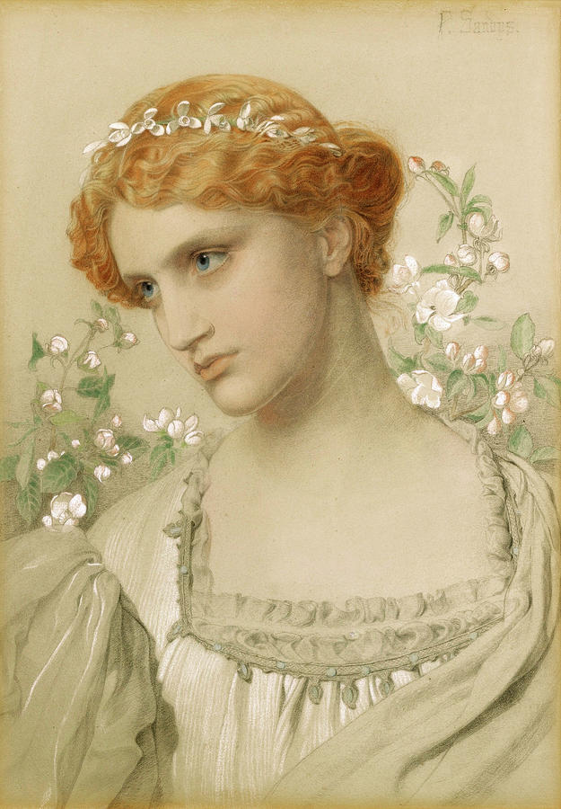 Apple Blossom Painting by Frederick Sandys