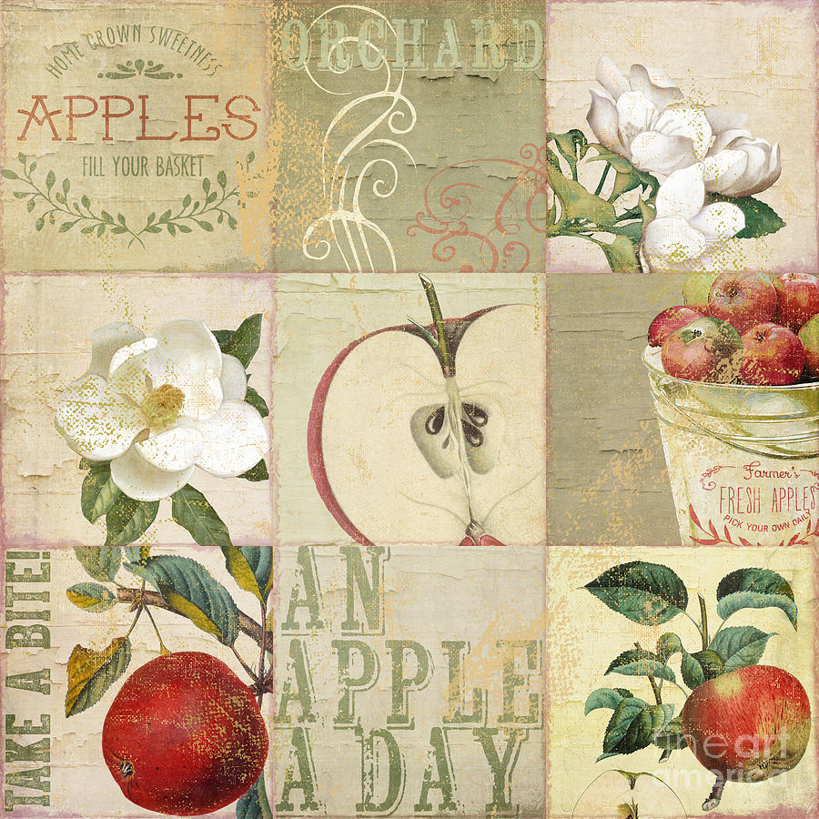 Apple Blossoms Patchwork I Painting by Mindy Sommers