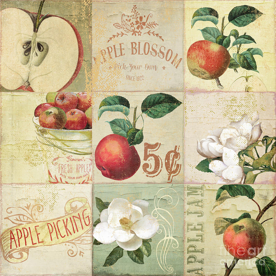 Apple Painting - Apple Blossoms Patchwork II by Mindy Sommers