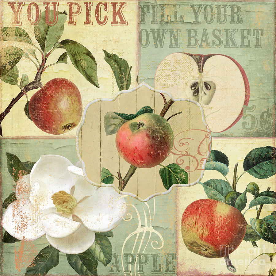 Apple Painting - Apple Blossoms Patchwork III by Mindy Sommers