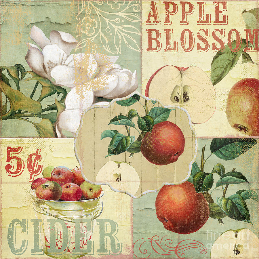Apple Painting - Apple Blossoms Patchwork IV by Mindy Sommers