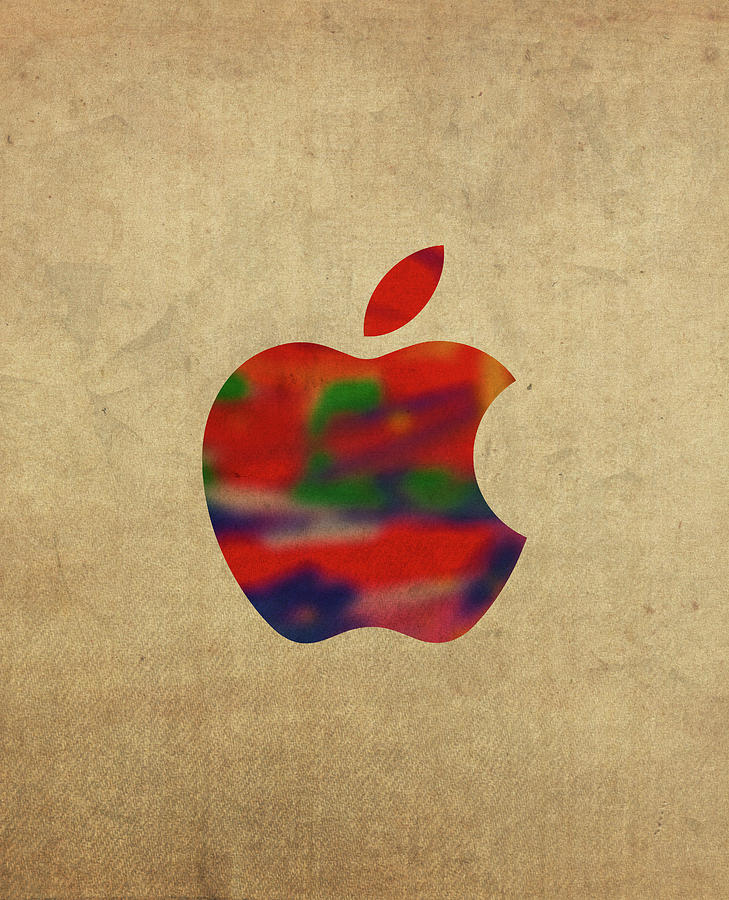 Apple Icon Symbol in Watercolor Mixed Media by Design Turnpike - Fine ...