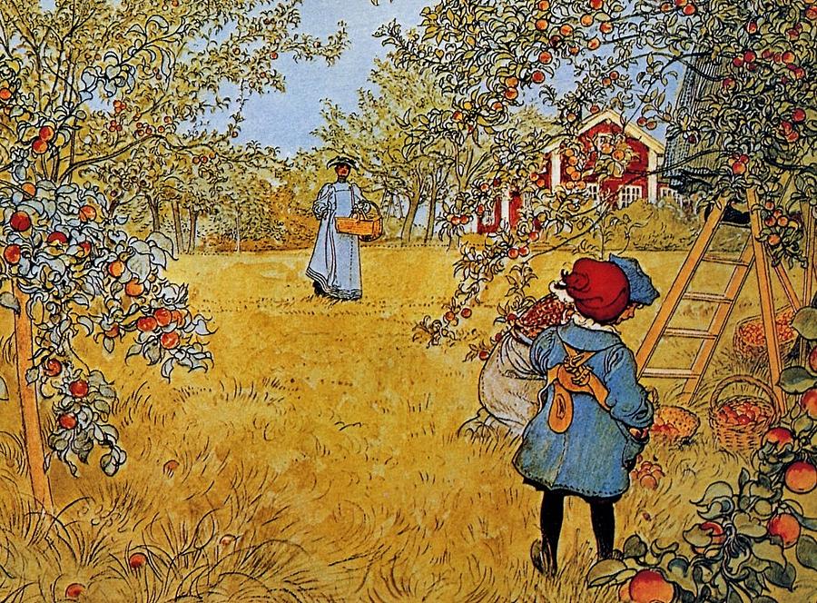 De Painting - Apple Orchard by Carl Larsson