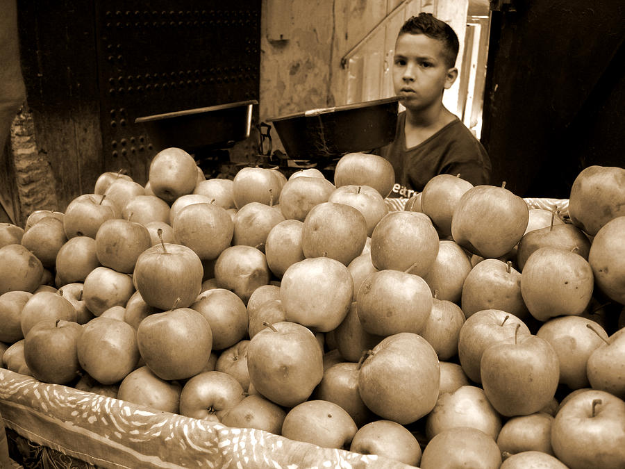 Apple Photograph - Apple Seller Morocco. by Fay Lawrence