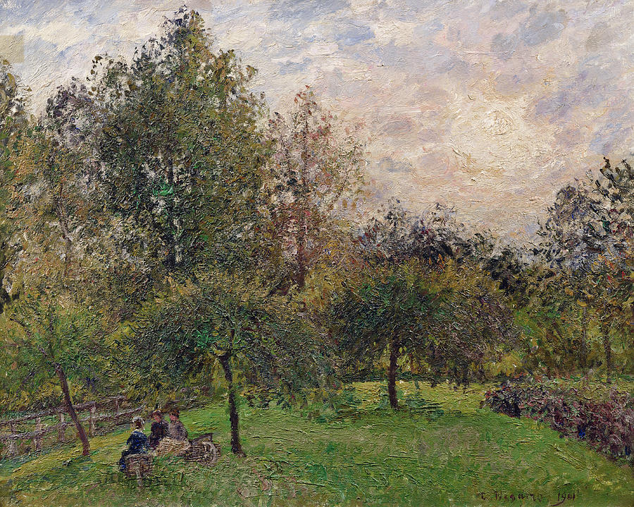 Apple Trees and Poplars in the Setting Sun Painting by Camille Pissarro