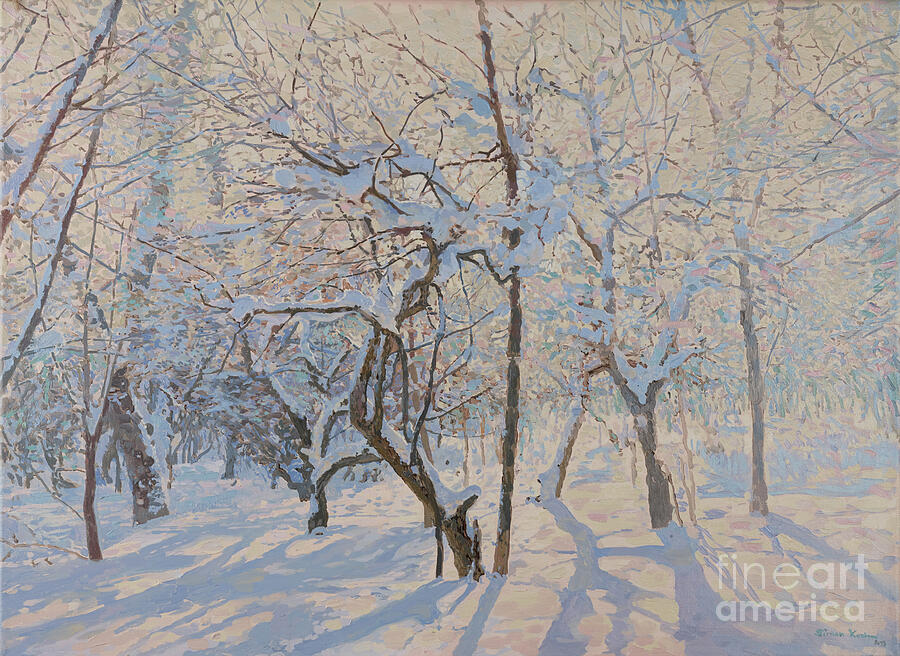 Apple Trees In The Snow Painting