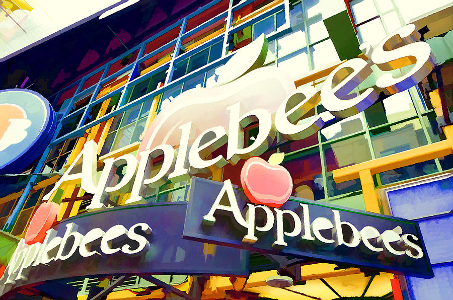 Applebees restaurant sign at new york city 42 st Photograph by Jeelan Clark
