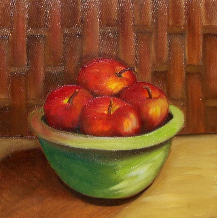 Apples and Bamboo Painting by Susan Dehlinger