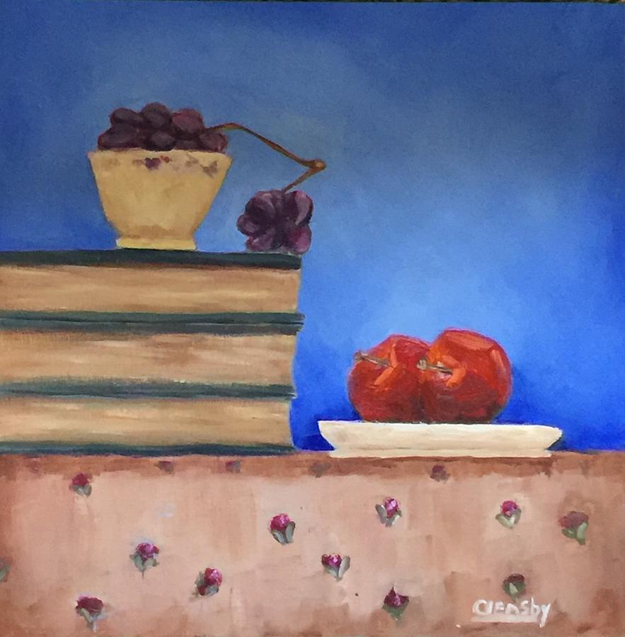 Still Life Painting - Apples and Books by Patricia Cleasby