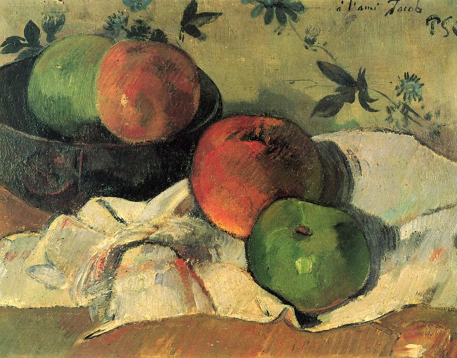 Paul Gauguin Painting - Apples and Bowl by Paul Gauguin