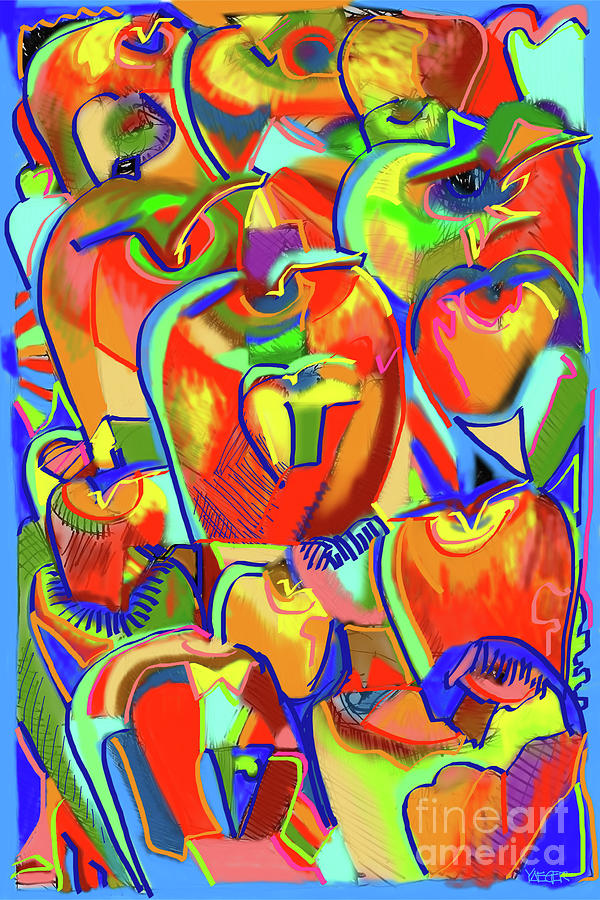 Apples and Cubism Mixed Media by Robert Yaeger