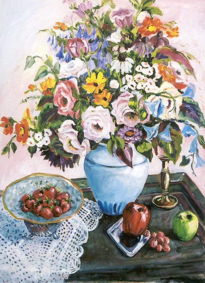 Apples and Grapes Painting by Ingrid Dohm