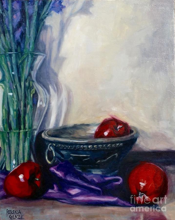 Still Life Painting - Apples and Silk by Rebecca Glaze
