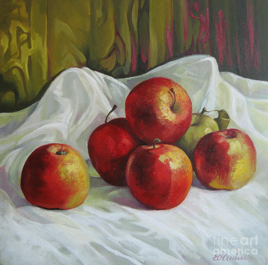 Apples Painting by Elena Oleniuc