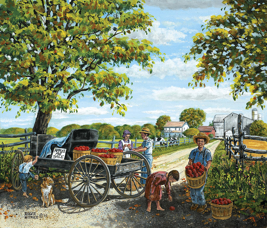 Apples For Sale Painting by Roger Witmer